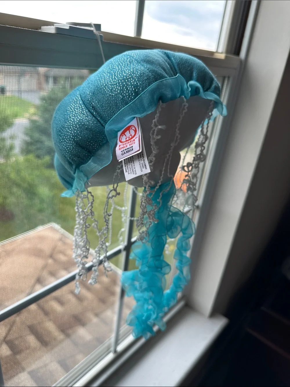 Rare Fiesta Teal Plush Jellyfish Hanging Ornament